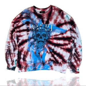AMIRI Tie Dye Skull Crewneck Sweatshirt